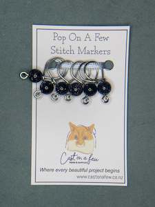 Pop On A Few Stitch Markers: Pop On A Few "Precious" - 9mm Stitch Markers, Deep Blue Goldstone Beads
