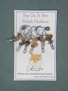 Pop On A Few "Precious" - 9mm Stitch Markers, Smoky Quartz Chip Beads
