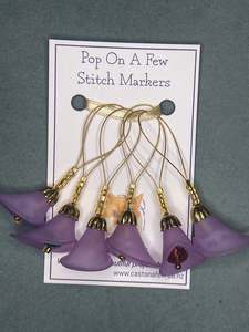 Pop On A Few "Charming" - 20mm Stitch Markers, Lucite Lilies with Glass Beads