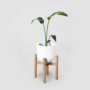 Planters: WOODEN PLANT STAND OAK