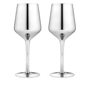 Drinkware 2: AURORA WINE GLASS SET OF 2 SILVER