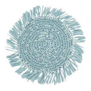 Table Linen: FRINGE ROUND PLACEMAT AQUA