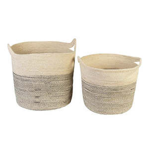 JUTE BASKET WHITE  NATURAL LARGE