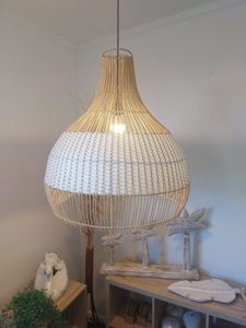 Products: Samana White and Natural Rattan Pendant Light - 60cm - Exudy Art for Living