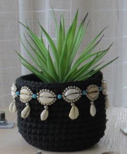 Products: Coastal Shell and Bead Macrame Basket - Exudy Art for Living