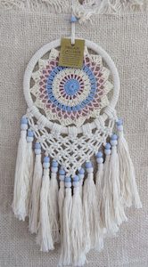 Products: Round Pink,White and Blue Dreamcatcher - Exudy Art for Living