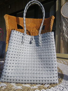 Lightweight and Convenient Grey & White Tote Bag - Exudy Art for Living