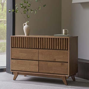 Bedroom Furniture Nz: JASMINE 6 Drawers Lowboy - Walnut
