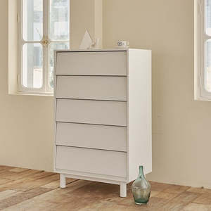 Drawers: MORVEN 5 Drawers Tallboy - Cream White