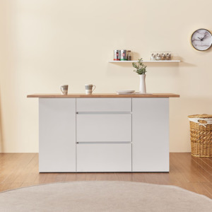 NANA Kitchen Island Bench - White(cabinet) & Oak(top)