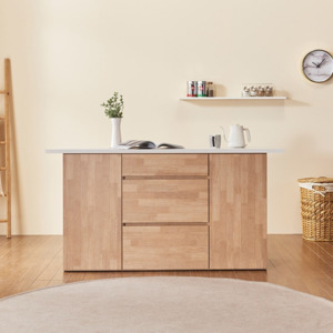 Kitchen Island: NANA Kitchen Island Bench - Oak(cabinet) & White(top)