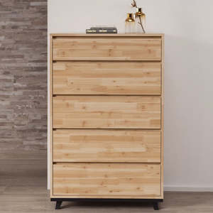 106c 14th Of Feb: FRANCIS 5 Drawers Tallboy - Acacia