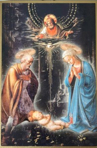 Art and Statues Family Life Catholic Gifts: Nativity/Holy Trinity – Mosaic Wood Plaque Family Life Catholic Gifts