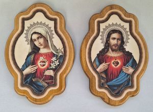 Art and Statues Family Life Catholic Gifts: Sacred Heart of Jesus and Immaculate Heart of Mary – Wood Plaques Family Life Catholic Gifts