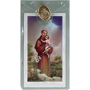 Holy Cards Family Life Catholic Gifts: St Anthony of Padua with medal Family Life Catholic Gifts
