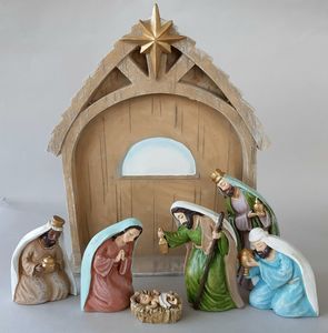 Art and Statues Family Life Catholic Gifts: Nativity Scene with Stable Family Life Catholic Gifts