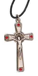 Crucifix – Swarovski Crystal (Red) Family Life Catholic Gifts