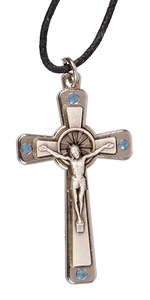 Crucifix: Crucifix – Swarovski Crystals (Blue) Family Life Catholic Gifts