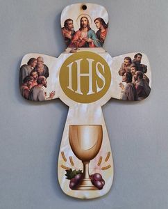 Crosses and Crucifixes Family Life Catholic Gifts: First Holy Communion Picture Cross – 15cm Family Life Catholic Gifts