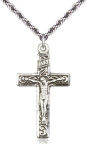 Sterling Silver Crucifix 2.5cm – On light curb chain 50cm Family Life Catholic Gifts