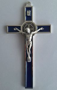 Crosses and Crucifixes Family Life Catholic Gifts: St Benedict Crucifix Blue – 13cm beautiful Italian made Family Life Catholic Gifts