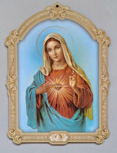 Immaculate Heart of Mary – Wooden Plaque Baroque Style Family Life Catholic Gifts