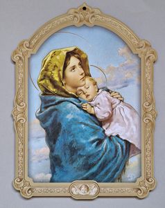 Mother and Child – Wooden Plaque Baroque Style Family Life Catholic Gifts