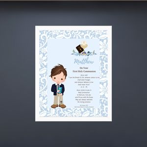 Personalised Frame – First Holy Communion Boy Family Life Catholic Gifts