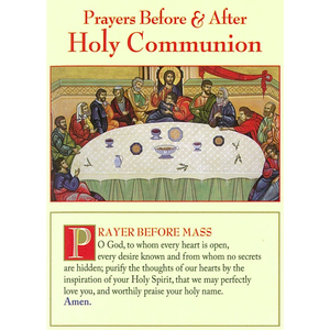 Adoration/Exposition: Prayers Before and After Holy Communion Four-fold wallet card Family Life Catholic Gifts