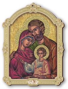 Holy Family Icon – Baroque Style Frame – Wooden Family Life Catholic Gifts