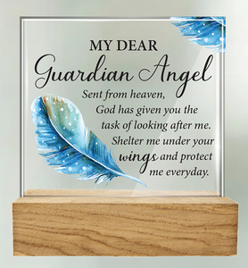 Angel: My Dear Guardian Angel – Glass Plaque Family Life Catholic Gifts