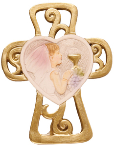 Art and Statues Family Life Catholic Gifts: Resin Holy Communion Cross – Girl Family Life Catholic Gifts