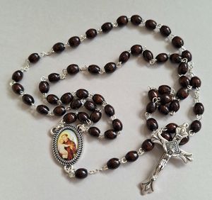 Gifts and Cards Family Life Catholic Gifts: Brown Wood Rosary – St Anthony & Child Jesus Family Life Catholic Gifts