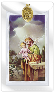 Holy Cards Family Life Catholic Gifts: St Joseph with Medal Family Life Catholic Gifts