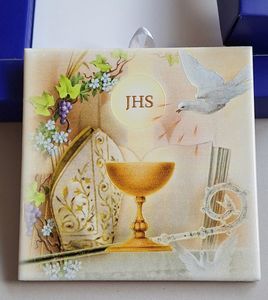 Boy: Combined Sacraments Plaque – First Holy Communion/Confirmation Family Life Catholic Gifts