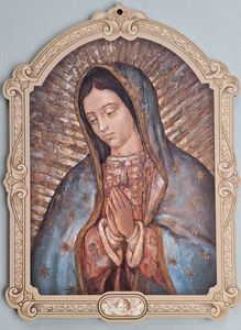 Blessed Mother: Beautiful Our Lady Guadalupe – Baroque Style Wooden Plaque Family Life Catholic Gifts