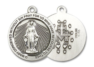 Blessed Mother: Miraculous Medal – Round Sterling Silver (20mm Diameter) Family Life Catholic Gifts