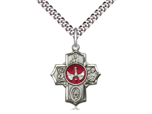 Baptism Cards: 5-Way Sterling Silver Cross Family Life Catholic Gifts