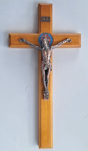 Benedict: Large St Benedict Wooden Crucifix 40cm Family Life Catholic Gifts