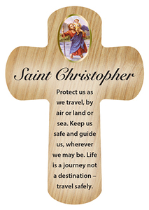 Crosses and Crucifixes Family Life Catholic Gifts: Wooden Picture Cross – St Christopher Family Life Catholic Gifts