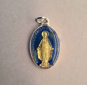 Blessed Mother: Miraculous Medal – Blue Enamel Family Life Catholic Gifts