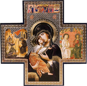 Art and Statues Family Life Catholic Gifts: Icon Cross – Mother of Tenderness Family Life Catholic Gifts