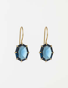 Lucent: Indigo Drop Gold Earrings