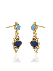 Lapis & Turquoise Gold Amer Drops