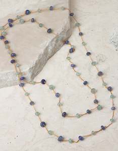 Aquamarine March: Aquamarine & Iolite Gold Necklace