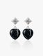 Onyx Silver Heart Earrings