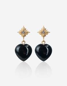 Onyx: Onyx Gold Heart Earrings