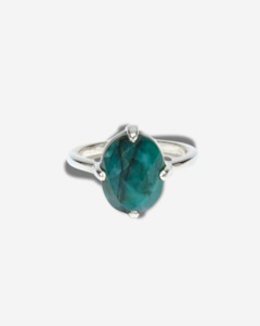 Emerald Silver Oval Ring