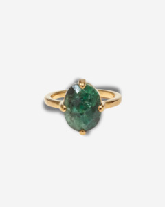 May Emerald: Emerald Gold Oval Ring