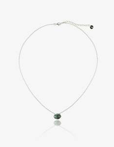 May Emerald: Emerald Silver Oval Necklace